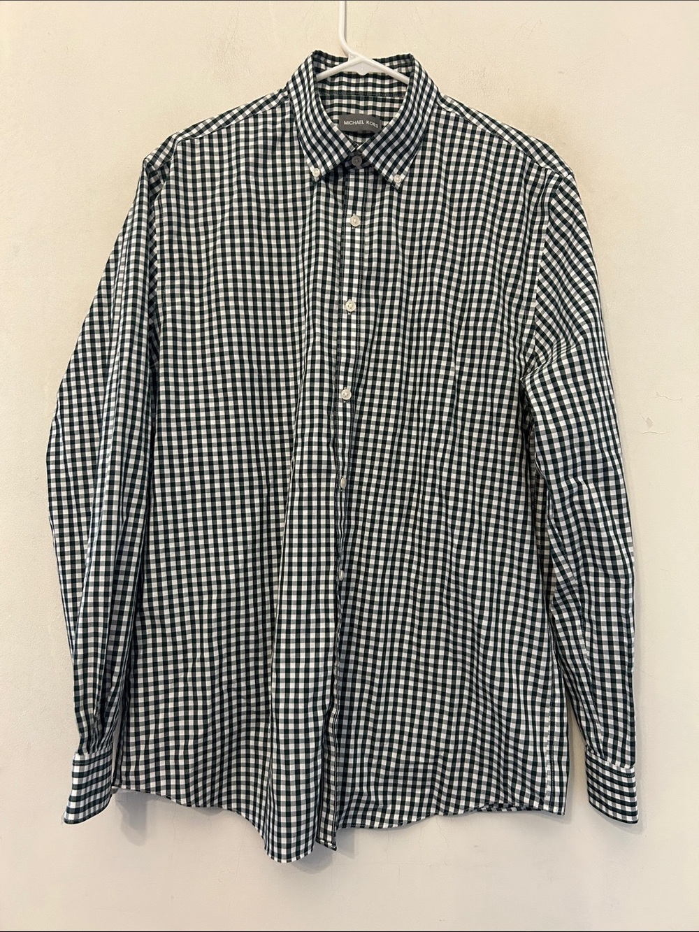 Michael Kors Button-Down Gingham Dress Shirt  Size 16 1/2 34/35  EUC